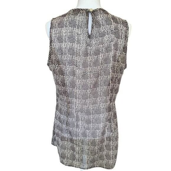Cabi Womens Top Size Medium Black Cream Sleeveless Sheer Keyhole With Button - Picture 2 of 11
